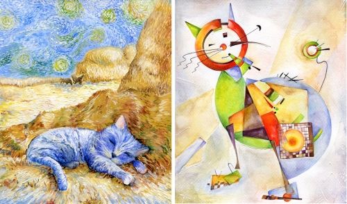 Задля натхнення: 12 котів у різних художніх стилях

