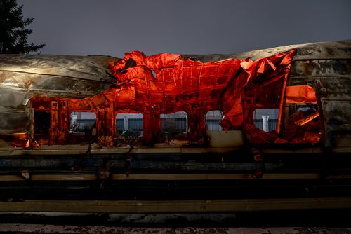 «Пульсуючий Біль»: світлова інсталяція Миколи Каблуки на четверті роковини повномасштабної війни