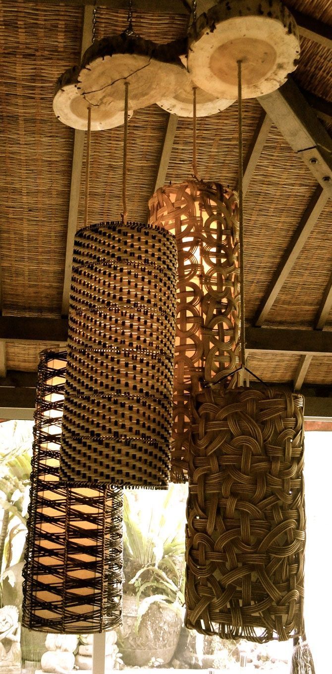 Плетеные подвесные светильники в индонезийском стиле