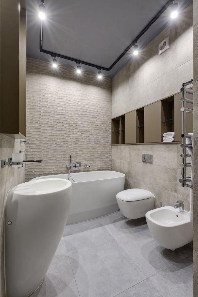 Дизайн ванной комнаты в серых цветах