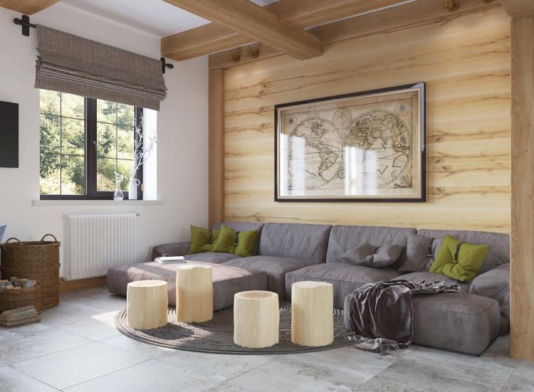 Дизайн интерьера гостиной в доме для семьи от архитектурного бюро Materia174, дизайнер Алена Прядко, архитектор Михаил Ильченко