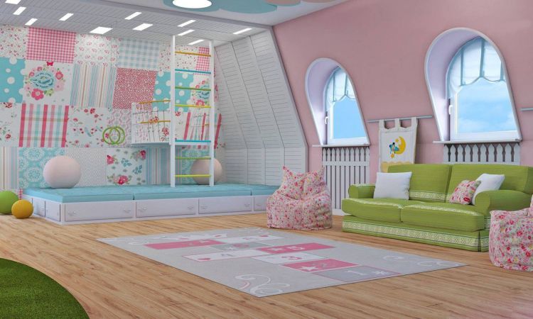 Дизайн интерьера детской в розовом цвете