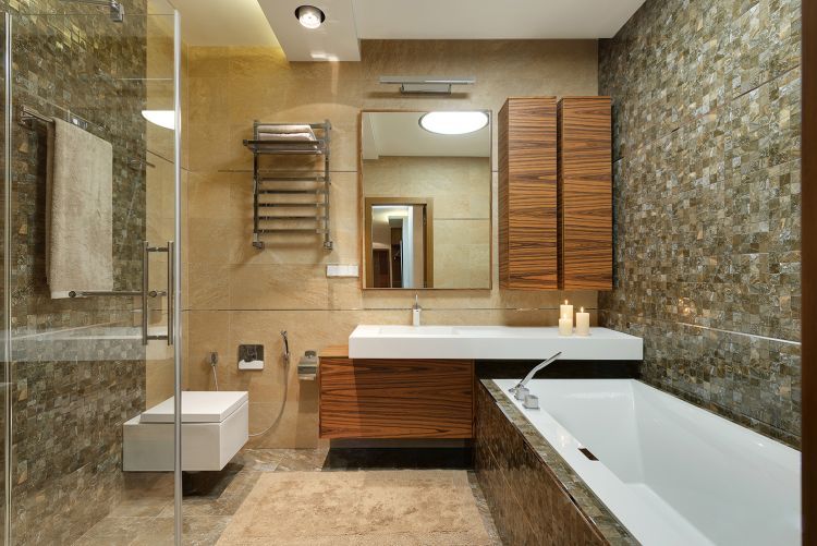 Дизайн интерьера ванной в коричневом цвете