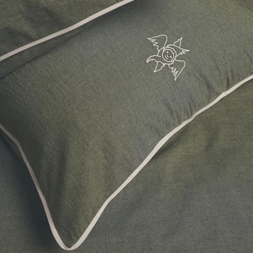 Постіль при Серафимі - зелена з молочним кантом - фото 3