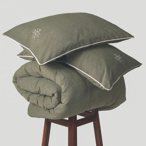 Постіль при Серафимі - зелена з молочним кантом