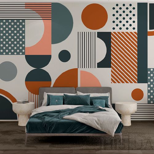 Обои Bright Geometry | Peach-Blue Обои Bright Geometry | Peach-Blue | Интернет-магазин дизайнерской и современной мебели для дома, кафе, баров и ресторанов - His.ua