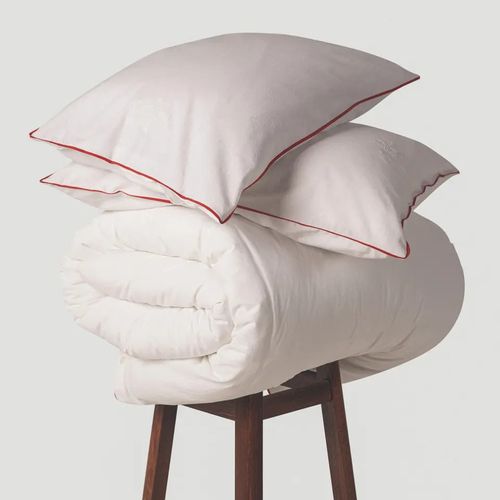 Постіль при Серафимі - біла з теракотовим кантом